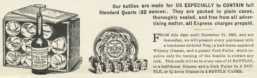 1902 Xmas Holiday Advertisement for Fulton Whiskey, from Myers & Co. of Covington, KY.