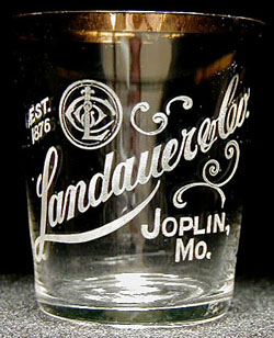 Est. 1876, Landauer & Co. shot glass, from Joplin, MO.
