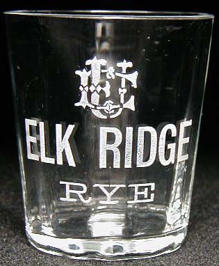Elk Ridge Rye shot glass from the Ullman-Einstein Co. of Cleveland, OH.
